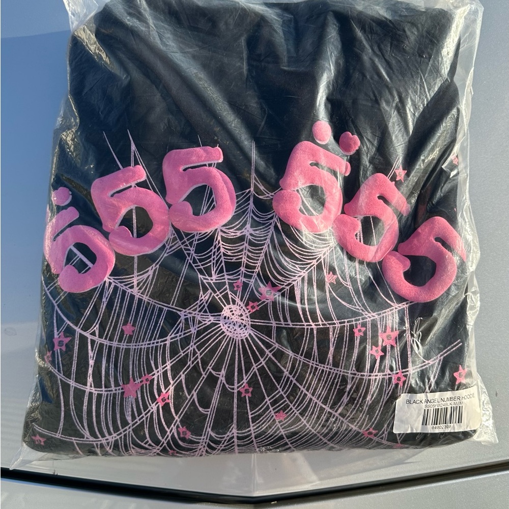 Black Hoodie with Pink Graphic